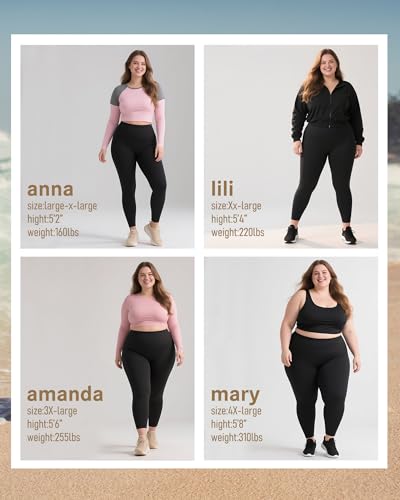 we fleece Plus Size Leggings for Women -Stretchy XL-4XL Yoga Pants Tummy Control High Waist Workout Leggings - Image 6