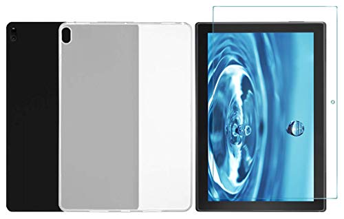 Domxteck-Paquete-de-2-en-1-Funda-Protectora-de-Silicona-TPU-Transparente-Protector-de-Pantalla-9H-para-Lenovo-Tab-E10TB-X104F