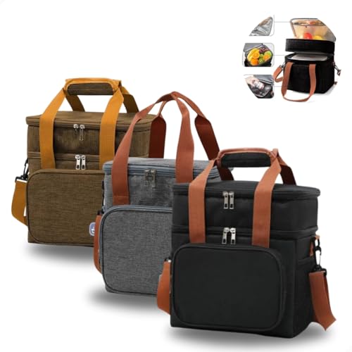Bolsa Térmica Grande Lancheira Marmita Com Alça Para Trabalho Academia Praia Fitness Dois Andares Co