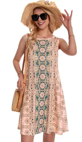 Image of Summer Dresses for Women Beach Boho Sleeveless Vintage Floral Flowy Pocket Tshirt Tank Sundresses 2026