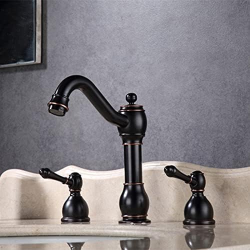 Mitigeur lavabo 3 trous noir patiné en laiton chic pour vasque rétro - 2