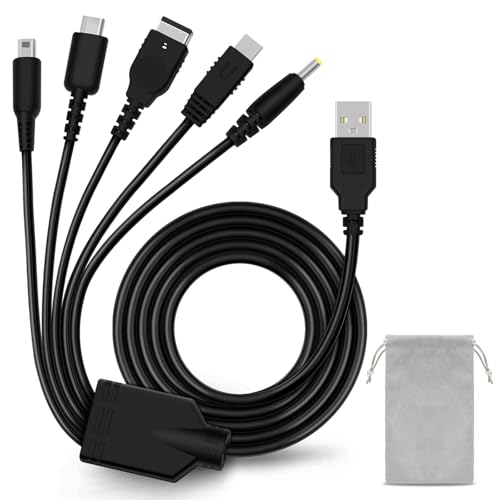 COMeap 5 in 1 USB Charger Cable for Nintendo 3DS, DS Charger, Compatible Nintendo DS Lite, New 3DS (XL/LL), New 3DS, 2DS, DSi XL, NDS, Wii U Gamepad, GBA SP, PSP 1000 2000 3000