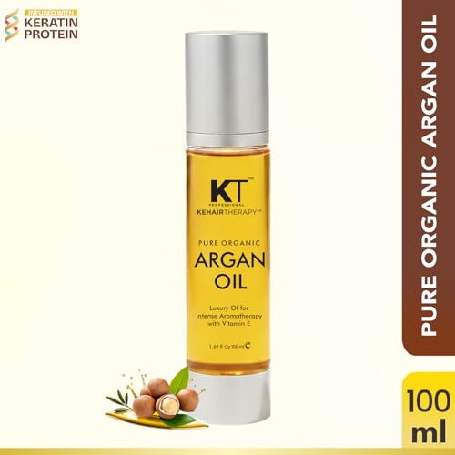 Image of KT PROFESSIONAL Keratin Protein Pure Argan Oil Serum Repairs Damaged Hair & Strengthens Dry Dull Hair With Vitamin E for Shine & Softness 100ml