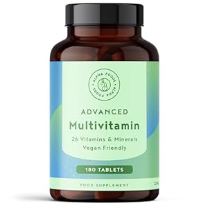 Multivitamins & Minerals – 180 Vegan Multivitamin Tablets for Men and Women – 26 Essential Active Vitamins & Minerals with Vitamin D, B12, VIT C, Magnesium and Zinc – Made in The UK – Alpha Foods