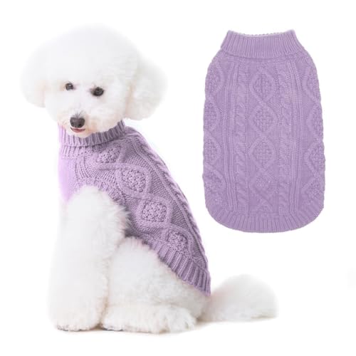 Image of BINGPET Dog Sweater for Small Medium Dogs, Turtleneck Knitted Clothes
