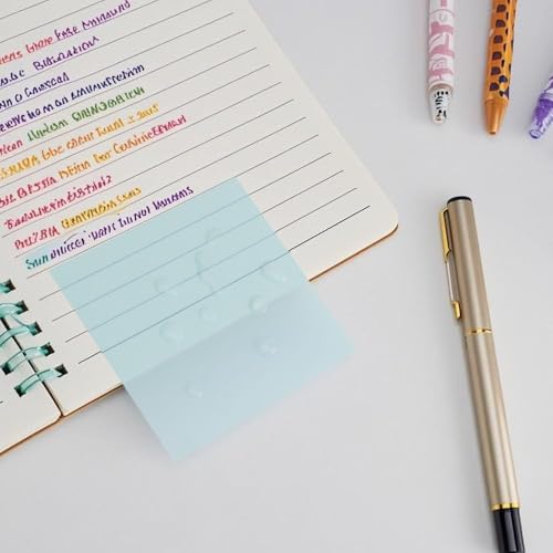 STNRST-IN 900 Sheets Transparent Sticky Notes Set, Self Adhesive Clear Book Tabs with Golden Signature Pen, Coloured Removable Post It Notes for Marking and Highlighting Pages - Image 6