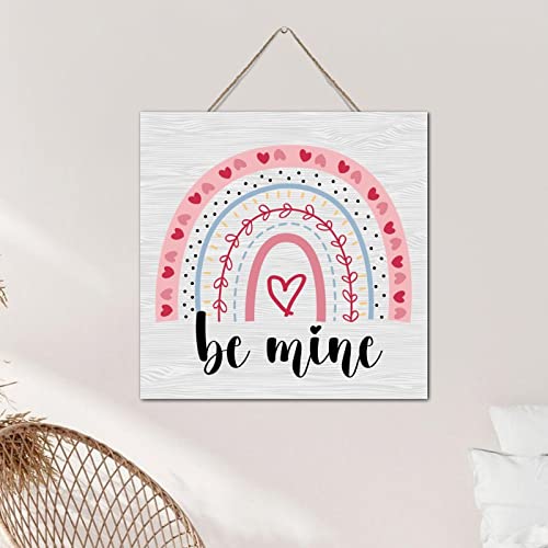 Cœur rouge décoratif Be Mine en bois à suspendre comme cadeau idéal - 5