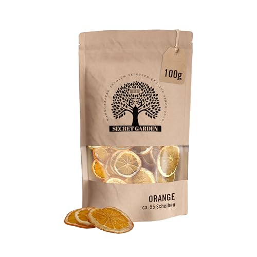 GOLDBERG SECRET GARDEN Orange 100g Tüte Luftgetrocknete Orangenscheiben für Cocktails Aperitifs Tee & Deko Premium Trockenobst ohne Zusätze 100% Naturprodukt