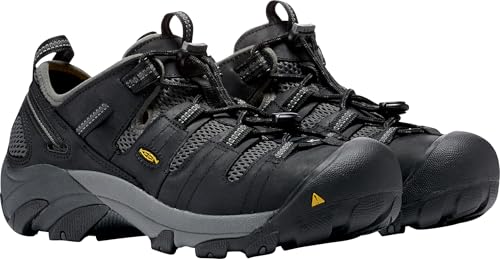 KEEN Utility Men's Atlanta Cool Low Steel Toe Work Shoe, Black/Dark Shadow, 14 Wide US