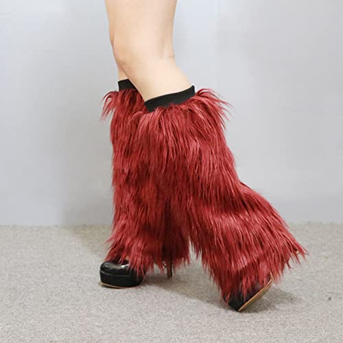 Faux Fur Leg Warmers Women Furry Boot Cuff Covers Winter Warm Boot Sleeves3