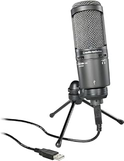Audio-Technica AT2020USB+ Kardioidalny mikrofon pojemnościowy (połączenie USB) do podkładania głosu, podcastingu, transmisji strumieniowej i nagrywania