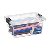 Superio Clear Storage Box with Lid, 1.85 Quart Plastic Container Bins for Organizing, Stackable Crates, BPA Free, Non Toxic, Odor Free, Organizers for Home, Office, School, and Dorm