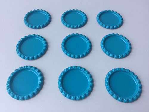 RUTICH 100 PCS Flat Decorative Bottle CaP Craft Bottle Stickers Double Sideds Printed for Hair Bows, DIY Pendants or Craft ScraPbooks Light blue - Thumbnail 3