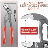 GEINXURN Szczypce do pomp wodnych 180 mm/7 cali, 4 szt. szczypce do połączeń rowkowych V-Jaw z 17-pozycyjną blokadą push-lock, szybko regulowany zestaw szczypiec przesuwnych do hydrauliki, napraw