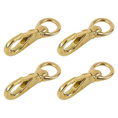 Aowesm 3-1/4 Inch Brass Snap Hook 3/4 Inch Swivel Eye - Solid Brass Diving Clips #1 - Bags, Belting, Leashes, Straps, Luggage, Leathercarft (Pack Of 4) #TOP4