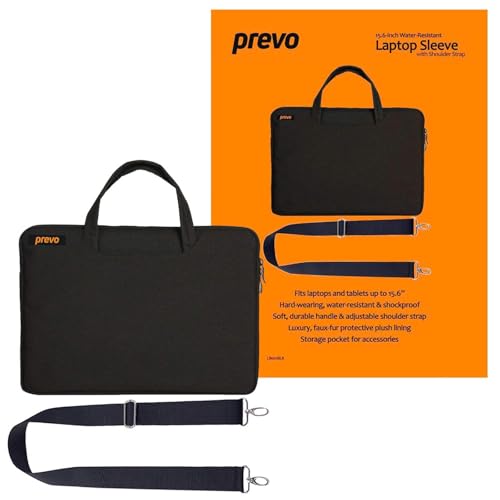 Prevo 15.6" Laptop Bag Cushioned Lining With Shoulder Strap Black