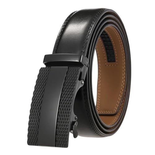Men's Fashion Leather Belt with Automatic Buckle Cowhide Non-Porous Strap for Suits Alloy Waist Accessory2
