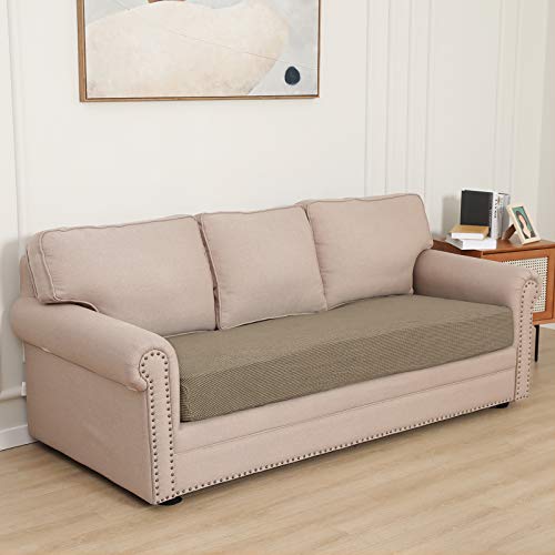 Image of Easy-Going Stretch 1 Piece Couch Cushion Cover for Sofa | Sofa Cushion Furniture Protector Sofa Seat sofa slipcover Washable sofa cover soft with Elastic Bottom Natural