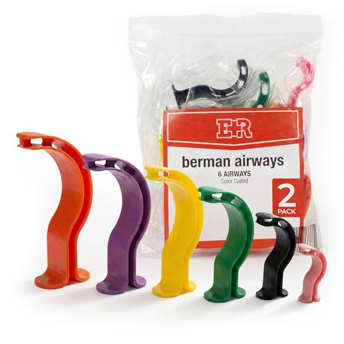 Image of Berman Oral Airway Emergency Kit Color Coded Disposable Polypropylene Airways Latex Free for First Aid EMT Paramedic CPR Trauma and Emergency Response 2-Pack