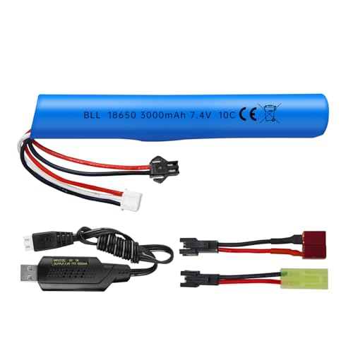 7.4V 10C 3000mAh with SM-2P Plug with USB Charging Cable for MP5K M4 M110 SRB1200 SRB400 SRB400-SUB Airsoft Gel Bead Blast Gun Toy RC Toy Car Battery