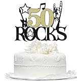 Bekaterea 50 Rocks Gitarrenkuchenaufsatz, Rock'n'Roll-Thema/Musikunterhaltung, Geburtstagsparty-Dekorationen, 50. Geburtstag/Jahrestag, Motto-Party-Dekoration
