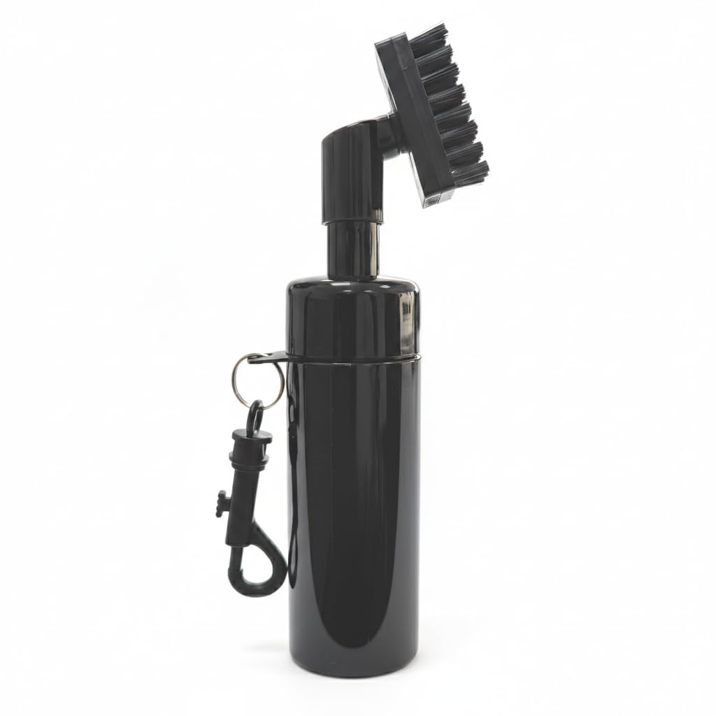 JD Brands Golf Club Brush Groove Cleaner with Water Spray | Built-In Refillable Bottle & Carabiner Hook | Wet Scrub Brush for Golf Clubs & Balls