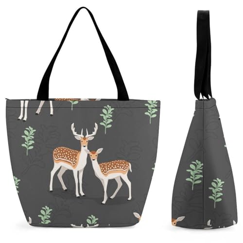 Sac à main cerf de dessin animé cabas de voyage et sac de plage zippé femme