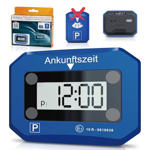 Technaxx elektronische Parkscheibe TX-272 automatische Digitale Parkuhr für das Auto mit Bewegungssensor automatischer Zeiteinstellung doppelt beleuchteten Displays SOS-Licht ECE-Lizenz