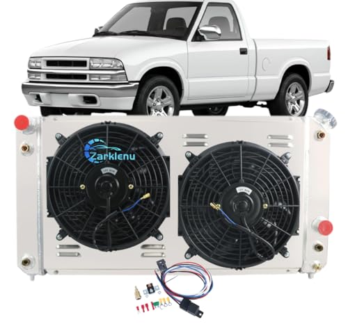 Zarklenu 3 Row Aluminum Radiator Shroud Fans Relay Kit for 1996-2005 Chevrolet S10 GMC Blazer Jimmy Sonoma Bravada 4.3L V6 V8 Swap 1996 1997 1998 1999 2000 2001 2002 2003 2004 2005 Performance by Zarklenu - Used condition - US$141.93