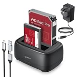 ORICO Hard Drive Docking Station USB 3.2 Gen 1 to SATA Hard Drive Enclosure Dual Bay for 2.5&3.5 Inch SSD HDD Up to 40 TB with 12V Power Supply, Tool-Free and UASP Supported (DD28C3)