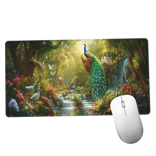 Verde Alfombrilla Ratón 600x300x3mm Alfombrilla Raton XXL con Base de Goma Antideslizante, Accesorios Gaming Pavo Real, Ordenador Gamer Regalos, Mouse Pad Gaming Mejora La Precisión Y La Velocida Y358