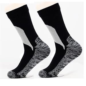MZSKLW Ski Socken Herren- und Damen-Outdoor-Skisocken mit mittlerem Schlauch, Reiten, Camping, Sport, atmungsaktiv, warm, wasserdicht Skisocken Damen & Herren Ski(Black and White,43-46)