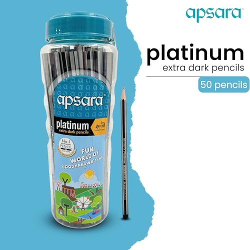 Image of Apsara Platinum Pencils - Extra Dark & Smooth Writing | Hexagonal Body for Strong Grip | Non-Toxic & Safe - Pack of 40 Pencils