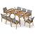 HAPPYGRILL 9-Piece Acacia Wood Outdoor Dining Set for 6-8, Expandable Patio Table and Chairs Set with 1.97” Umbrella Hole, Breathable Fabric Seat, Dining Furniture Set for Backyard, Garden, Deck