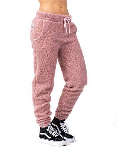 Eivy Damen Big Bear Sherpa Pants Teddy Fleece Hose, Faded Pink, S Cover