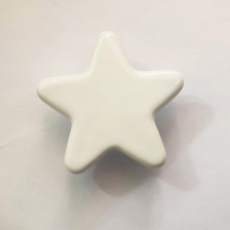 10x Star Ceramic Cabinet Drawer Knobs Porcelain Kids Wardrobe Handles For Closet Cupboard Kitchen Furniture Pulls Hooks - (Color: BigWhiet)