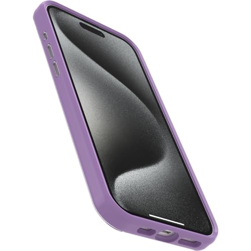 Image of OtterBox iPhone 15 Pro MAX (Only) Symmetry Series Clear Case - PAPERCUT FLOWERS (Purple), snaps to MagSafe, ultra-sleek, raised edges protect camera & screen