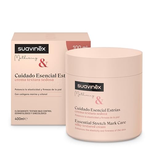 Suavinex, Crema Antiestrías Embarazo, Previene las Estrías, Potencia la Elasticidad, Calma el Picor, Apta Pieles Sensibles, Aroma Suave, Fácil Absorción, 95% Ingredientes de Origen Natural, 400 ml