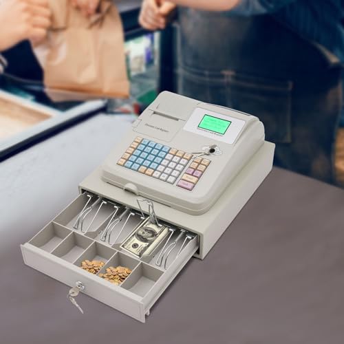 Cash Register with Drawer USB Interface 48 Keys Electronic Cash Register for Retail Restaurant Pos Sale,Lockable Cash and Coin Drawer - Thumbnail 7