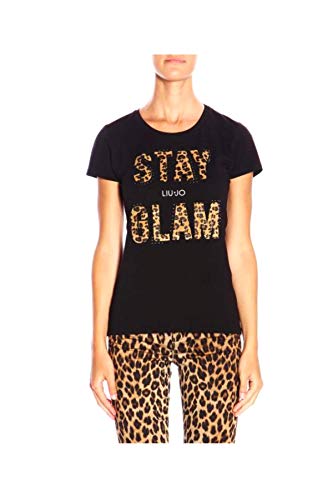 T-Shirt Nero Liu Jo Donna LIUW69260 haut de gamme coupe parfaite