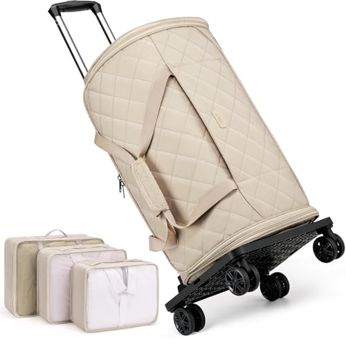 Rolling Garment Bag for Travel, 50L Duffle Bag with Shoe Compartment, 4pcs