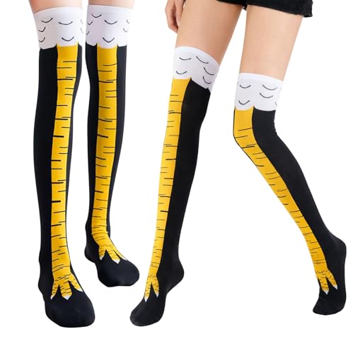 Oufegm Halloween Chicken Leg Socks Feet For Women Long Funny Novelty Knee-High Turkey Socks Crazy Funny Chicken Socking for Halloween Consume Cosplay Party