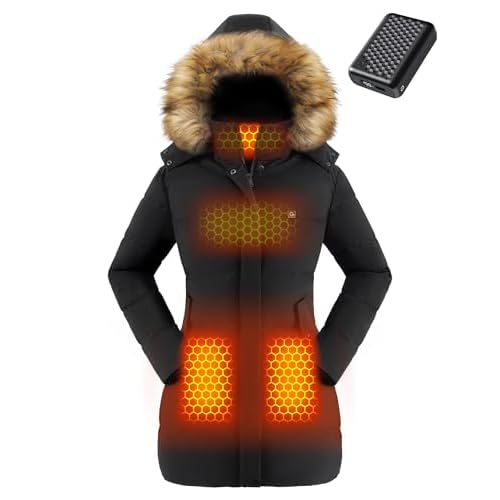 Genovega Graphene Women Heated Jacket 12V Fast Charge 18400mAh Large Capacity Warm X-Large Black