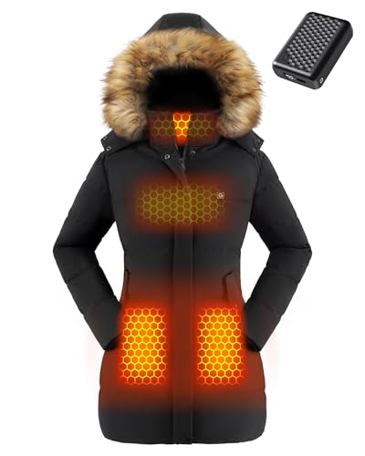 Genovega Womens Heated Jackets Puffer Down Winter Jacket Coat Women Battery Pack USB Electric...