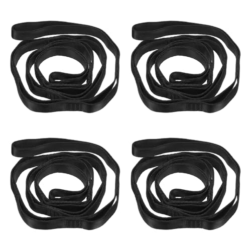 PATIKIL 51 Inch Daisy Chain Straps, 4 Pack Strong Climbing Strap Adjustable Nylon Chain Sling with 8 Loops for Aerial Yoga Hammock Swing, Black
