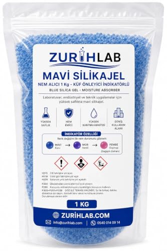 Mavi Silikajel Nem Alıcı 1 KG Renk Değiştiren İndikatörlü, Renk Değiştiren İndikatör, Nem Kontrolü, 1 KG Paket