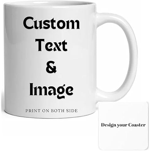 Breezsisan Customized Photo Mug with Personalized Text - Upload Your Image, Different Designs, 11oz Ceramic Coffee & Tea Cup, Double-Sided Print, Unique Gift Idea for Men & Women Gifts (White) Cover