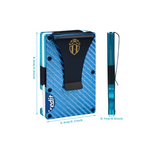 Hajran Wallets | Slim Minimalist Sophisticated Rfid Blocking Men’s Wallet | Men Carbon Fiber Credit Card Holder | Money Clip | Mens Easily Removable Money & Card | Anti-Theft Wallet (Blue) Haj002 #TOP3