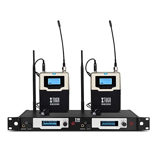 XTUGA RW2090 Double Channel Wireless in-Ear Monitor System Metal Receiver with Detachable Antenna Used for Stage or Studio (2 RECEIVERS)