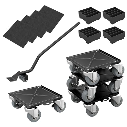 HENGMEI 4 Stück Möbeltransport-Set Rollbrett Transportroller Belastbarkeit Möbelrollen Kohlenstoffstahl mit 4-PP-Rädern für Umzug Möbel Transport